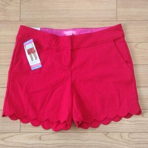 Isaac Mizrahi Red Scalloped Hem Shorts Size 10 New